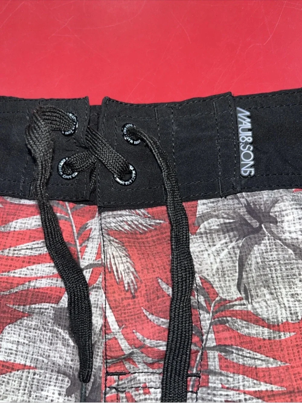 Maui and Sons Red Floral Palm Board Shorts